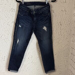 Kut from the Kloth Dark Wash Distressed Slim Boyfriend Jeans